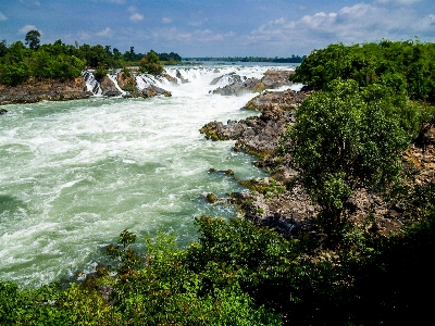 Waterfall laos forest river Photo