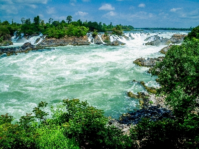 Waterfall laos forest river Photo