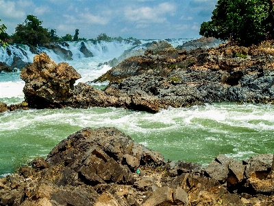 Waterfall laos forest river Photo