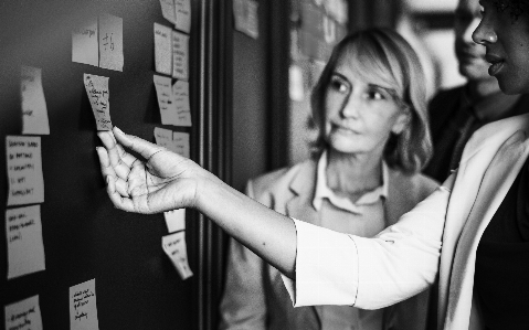 Photo Américain en cours d'analyse
 noir et blanc
 réflexion