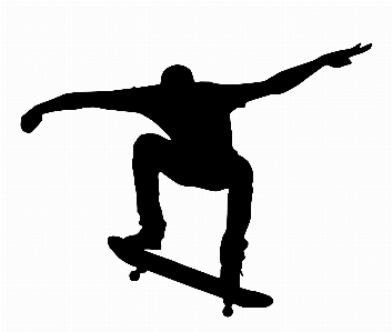 Foto Skateboard bayangan hitam olahraga penuh
