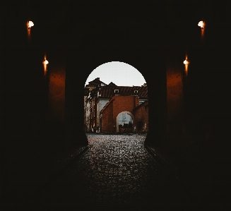 Archway goal cobblestones old Photo