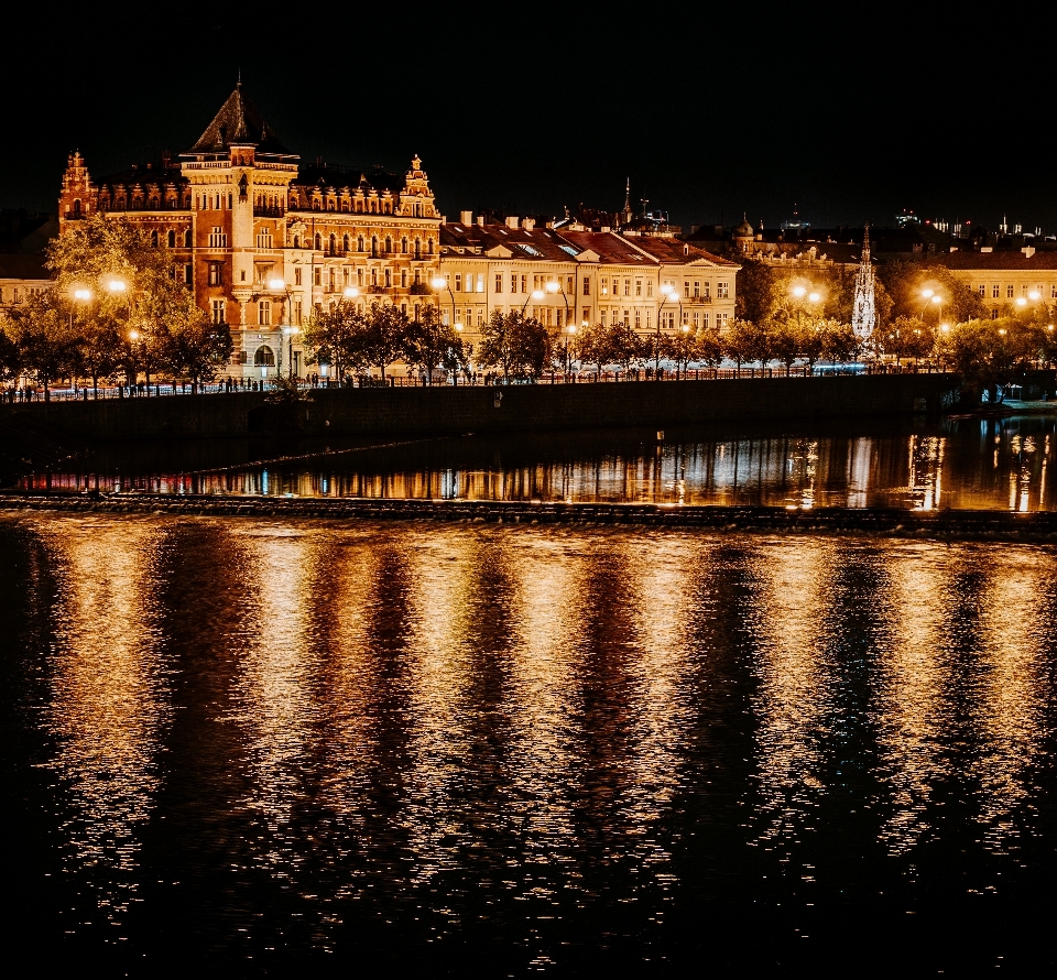 Prague moldova lights river