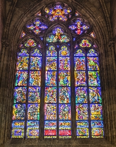 Glass window cathedral church prague Photo