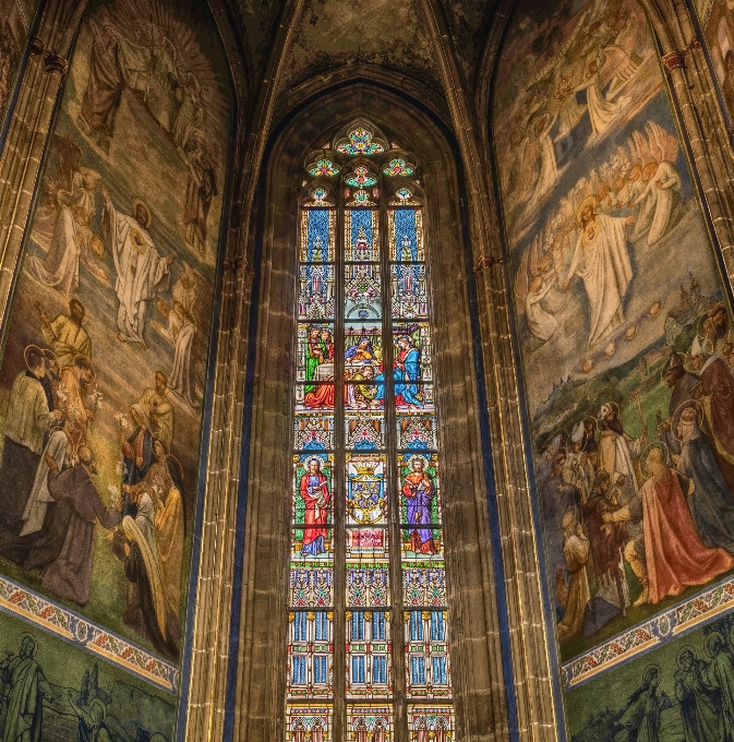 Church prague st vitus cathedral glass window