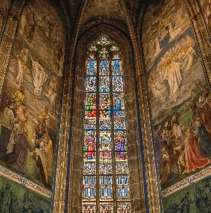 Church prague st vitus cathedral glass window Photo