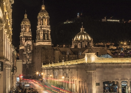 Night zacatecas architecture long exposition Photo