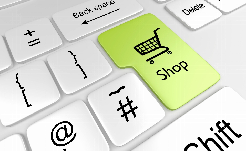 Online shopping computer keyboard commerce cart