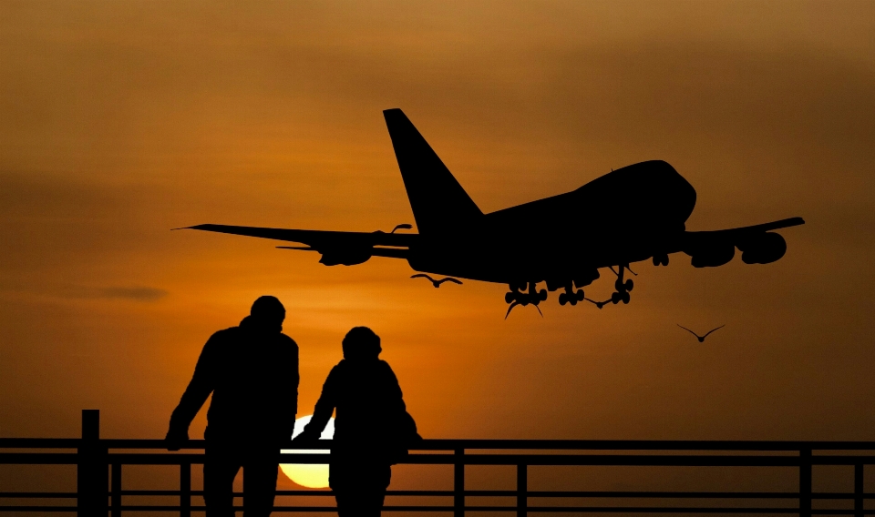 Traveling people airport bridge