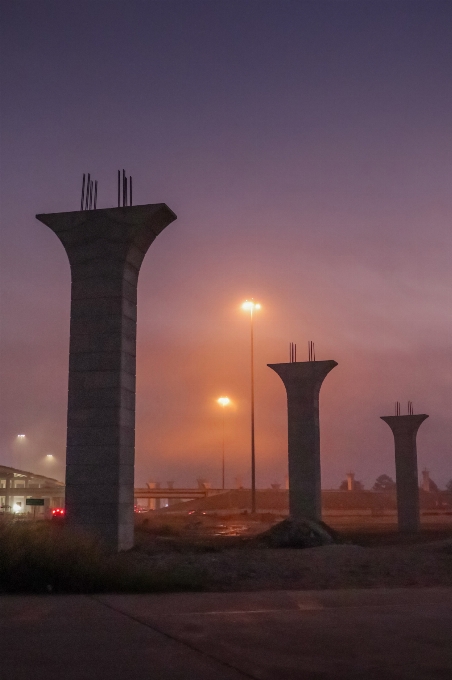 Sunrise construction beltway 8 fog