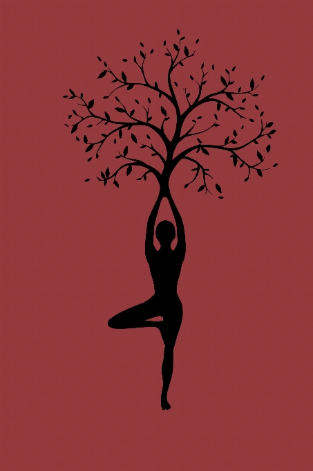 Silhouette women tree yoga