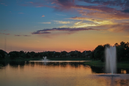 Suburb lake retention pond fountains Photo