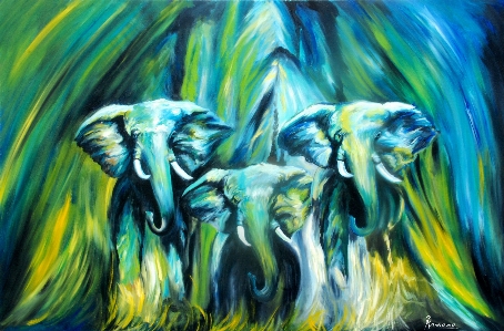 Elephant art painting oil Photo