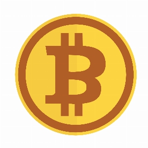 Bitcoin blockchain icon golden Photo