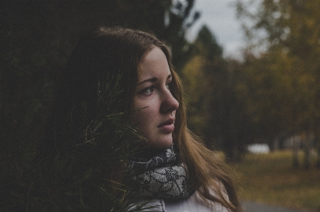 Beautiful girl close up face hair Photo