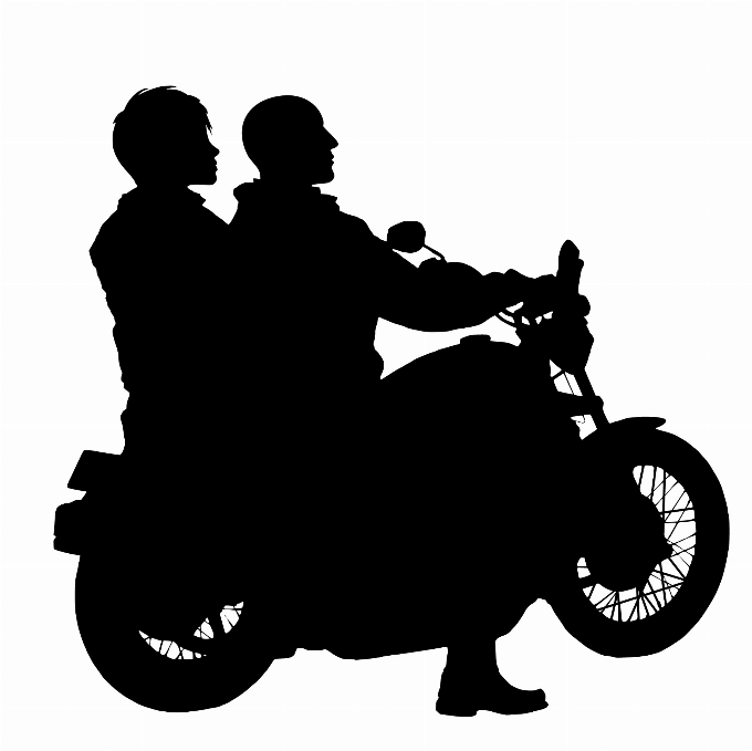 Motociclo coppia cavaliere silhouette