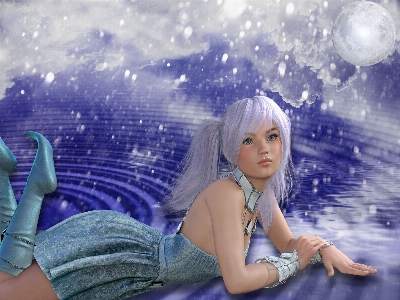 Fantasy girl clouds design Photo