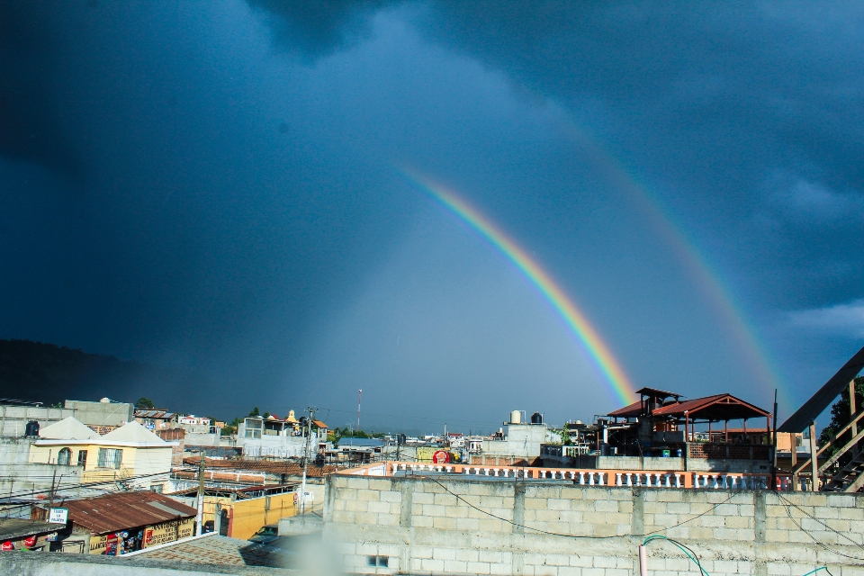 Rain storm rainbow sky