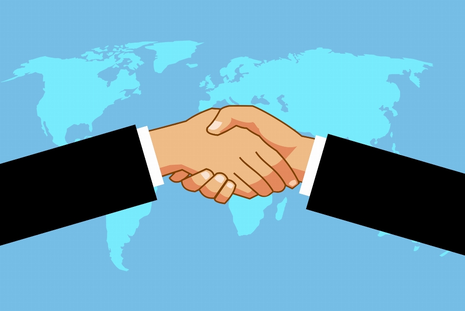 Handshake worldwide businessmen deal