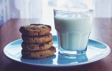 Milk cookies chocolate chip food Photo