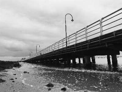 Melbourne bridge black and white water Photo