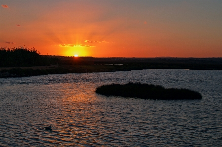 Sunset lake sky water Photo