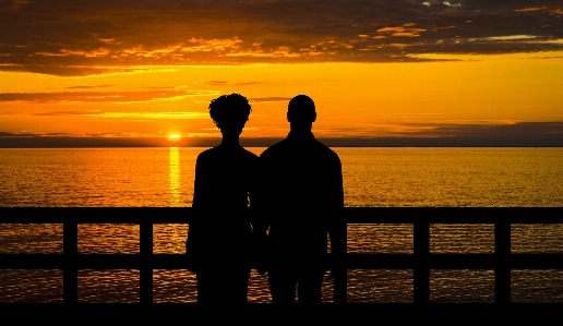 Couple romantic love sunset Photo