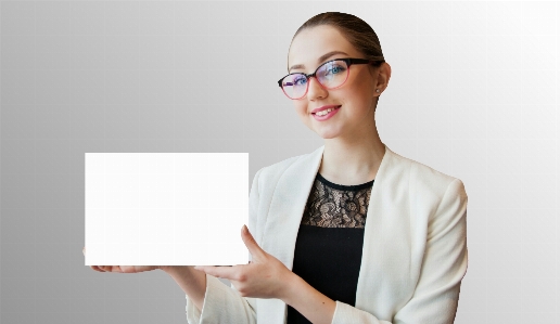 Advertising woman banner blank Photo