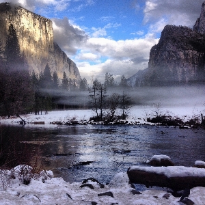 Water clouds fog blue sky Photo