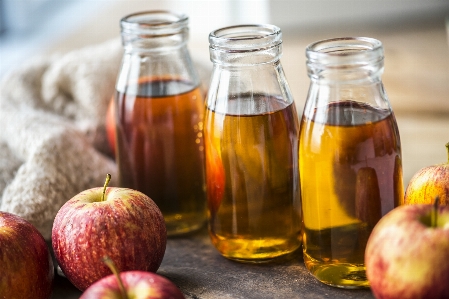 Apple juice beverage bottle Photo