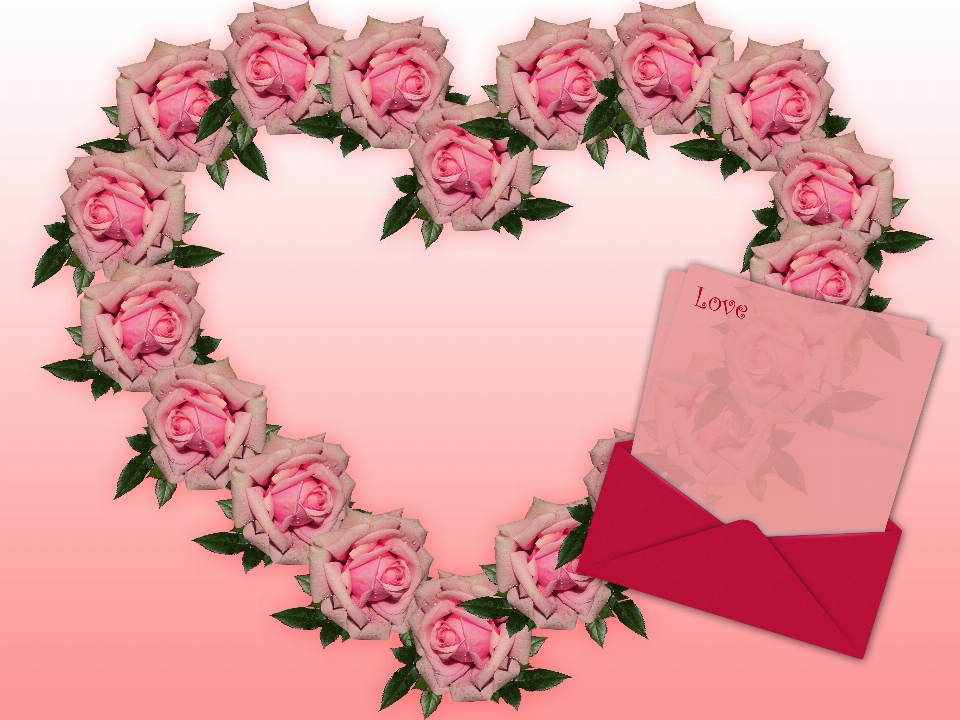 Romantic card heart roses