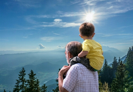 Father child journey grandfather Photo