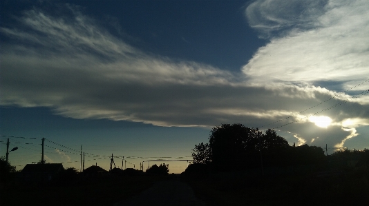 Sky blue clouds trees Photo