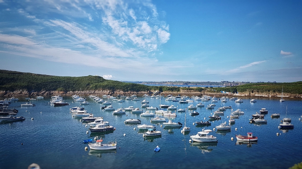 See boats blue sky ocean