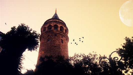 Istanbul tower moon sky Photo