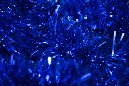 Tinsel blue shiny christmas background Photo