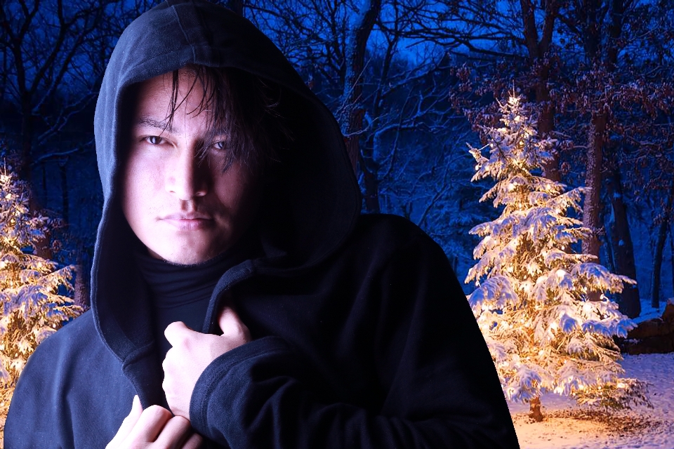 Noche del arbol de navidad
 azul invierno árbol