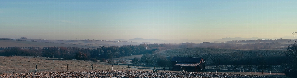 Countryside panorama autumn foggy