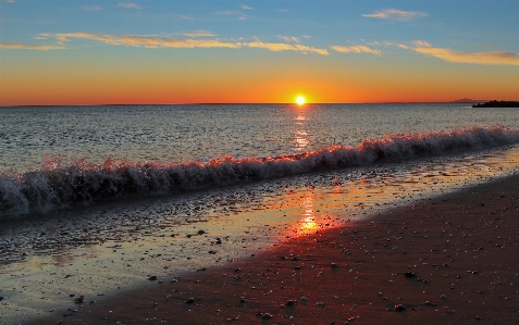 Photo Coucher de soleil océan vague mer