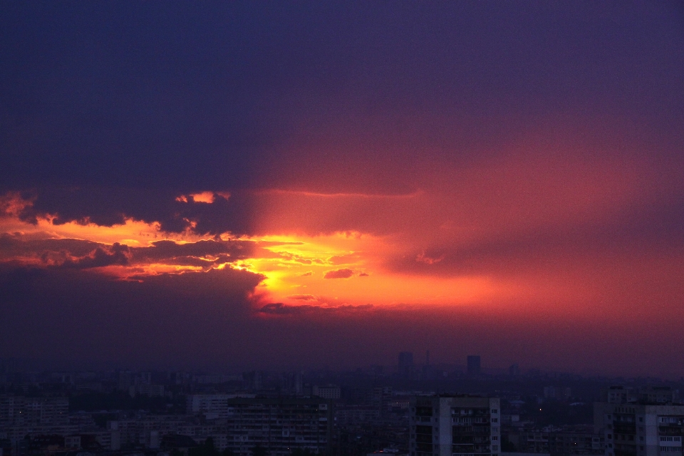 Sunset storm city sky