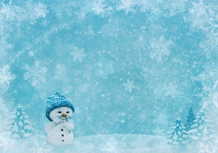 Christmas motif card snowman snow landscape Photo