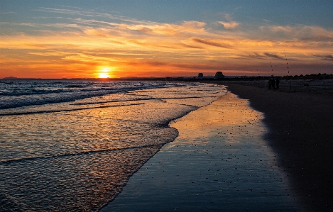 Sunset ocean horizon sky Photo