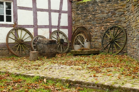 Wagon wheels transport museum Photo