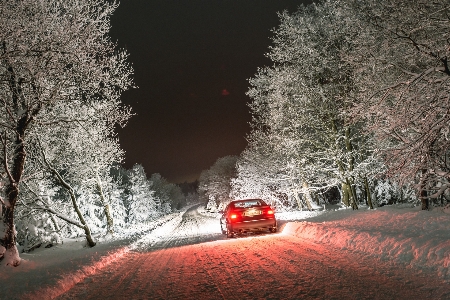 Snow winter car night Photo