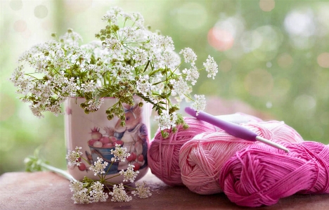 Spring flowers floral knitting cotton Photo