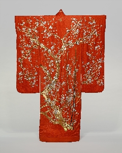 Orange kimono seide pfirsich Foto