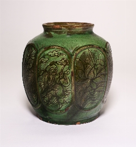 Earthenware vase green ceramic Photo