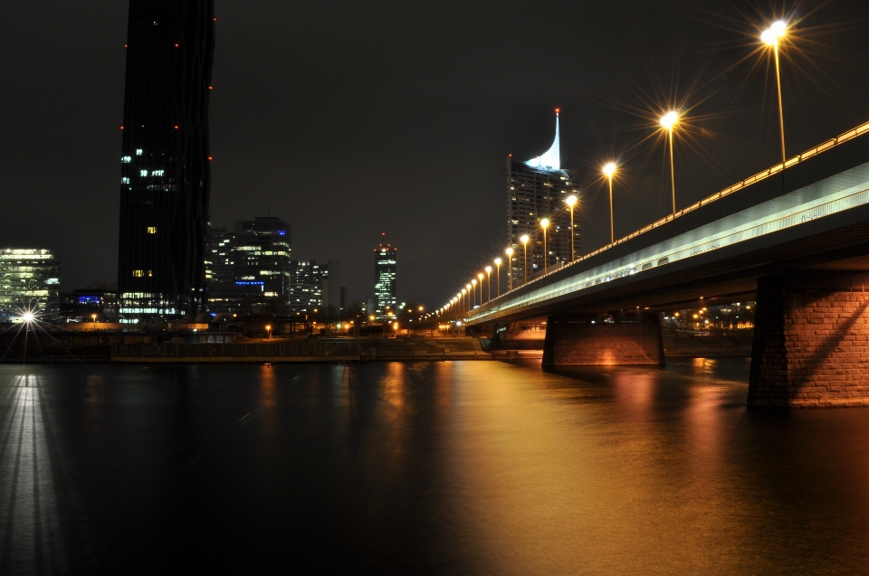 Night metropolitan area bridge city