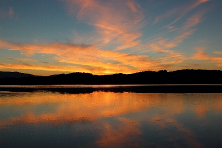 Sky afterglow body of water reflection Photo