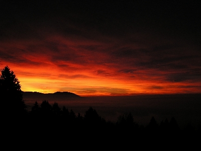 Sky afterglow red at morning sunset Photo